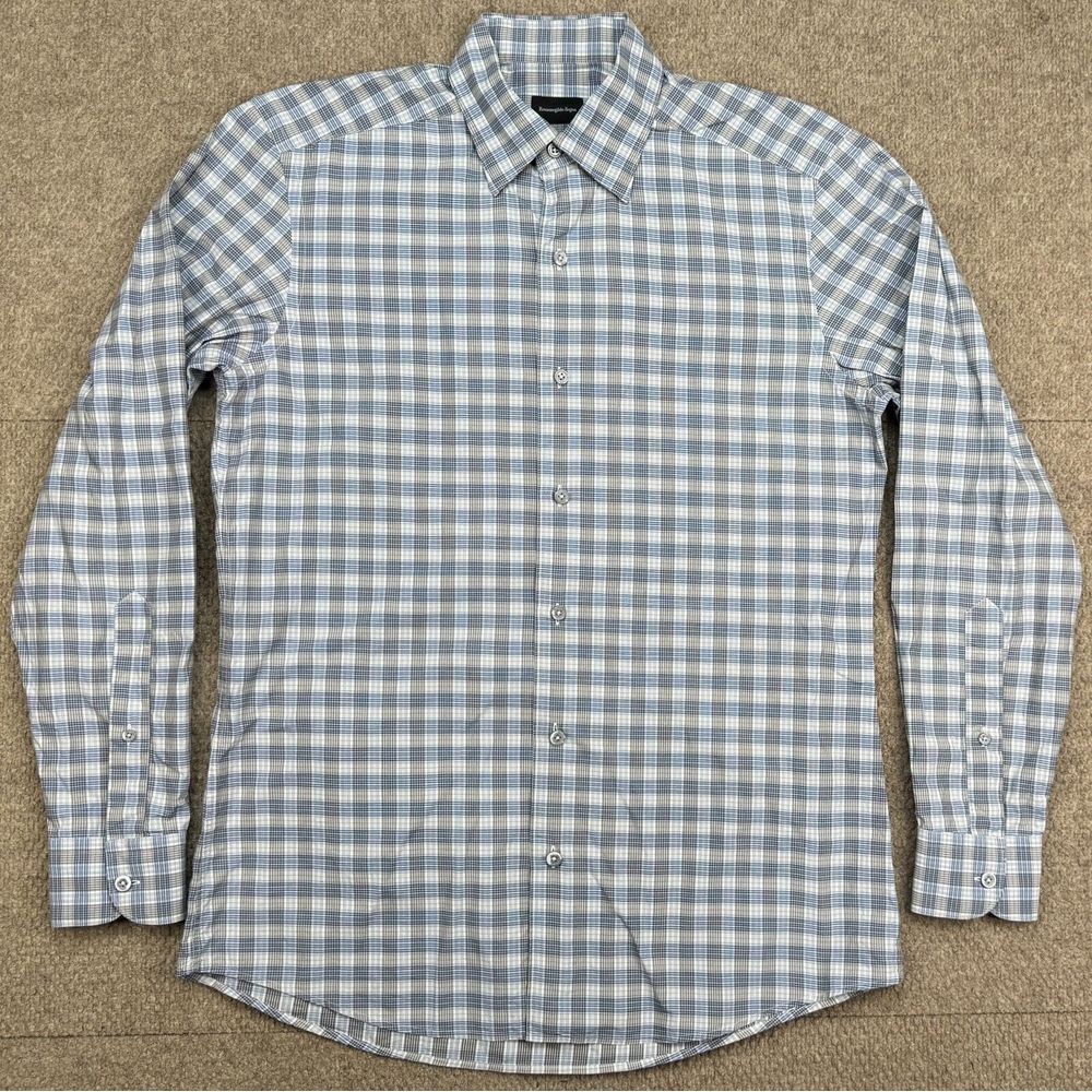 Ermenegildo Zegna Men's Plaid Long Sleeve Button Up Dress Shirt Size Medium